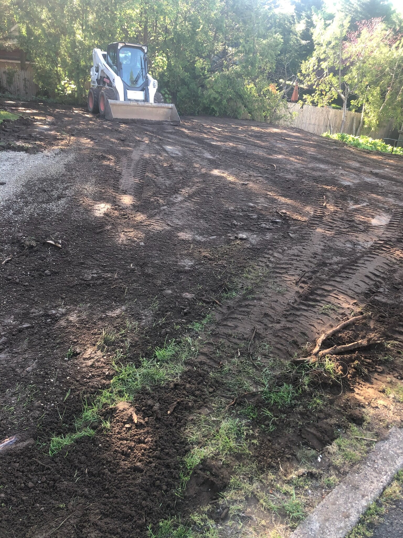 Angelscape bobcat grading and site prep on a North Jersey job